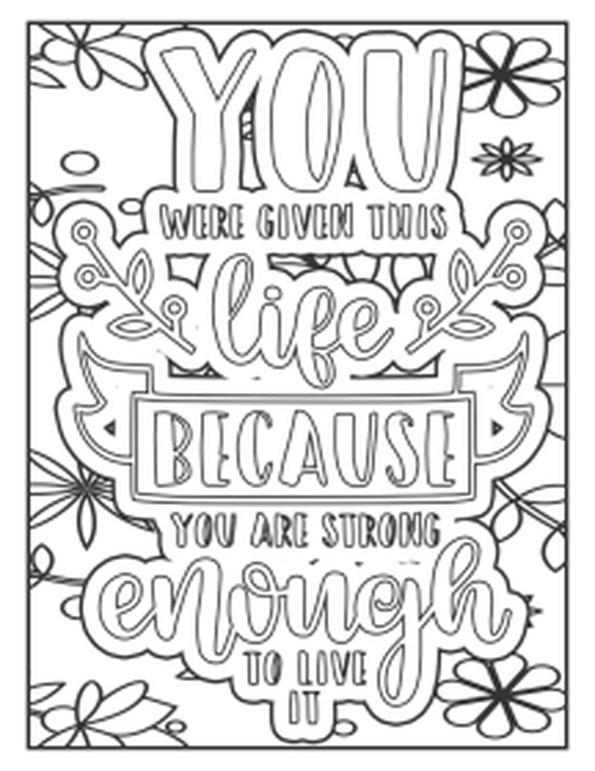 50 Inspirational Quotes Adult Colouring Printable Sheets