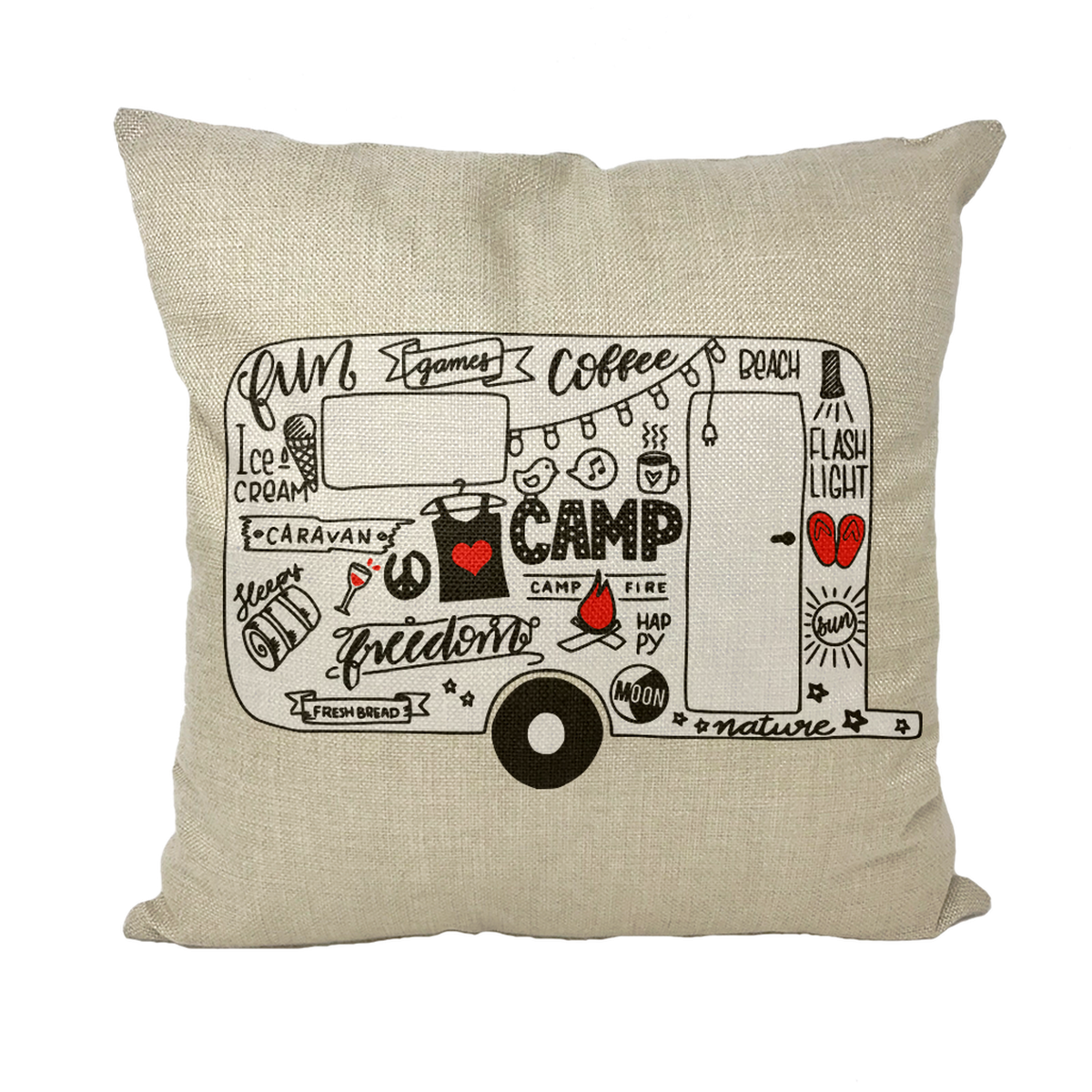 Camping Throw Pillow with Insert