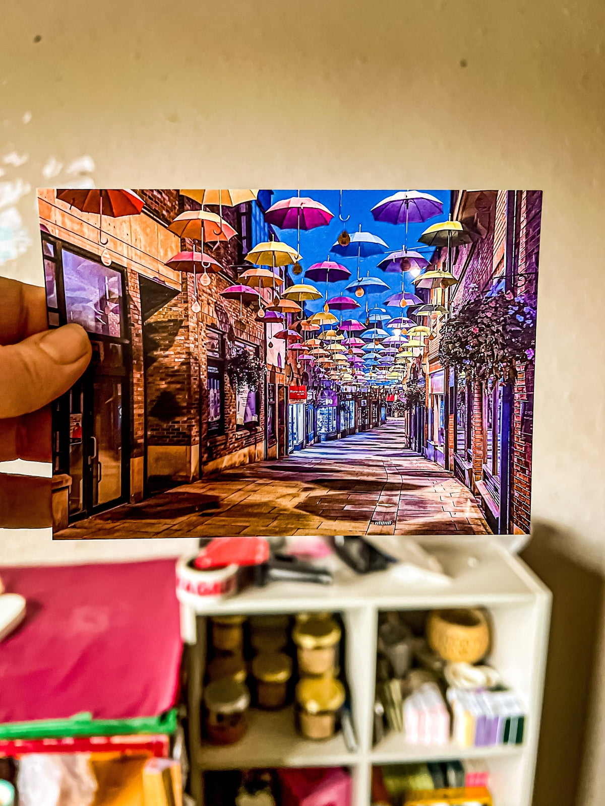 Colour My World - "Durham Umbrellas" Glorious Technicolour Postcard - A6