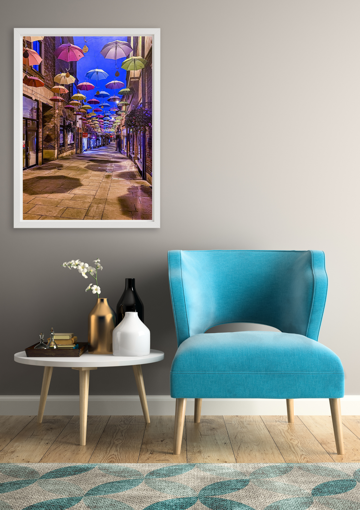 Colour My World - The Durham Umbrellas, Framed and Mounted Photographic Art Print