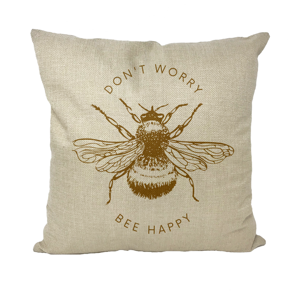 Don't Worry, Bee Happy Throw Pillow with Insert