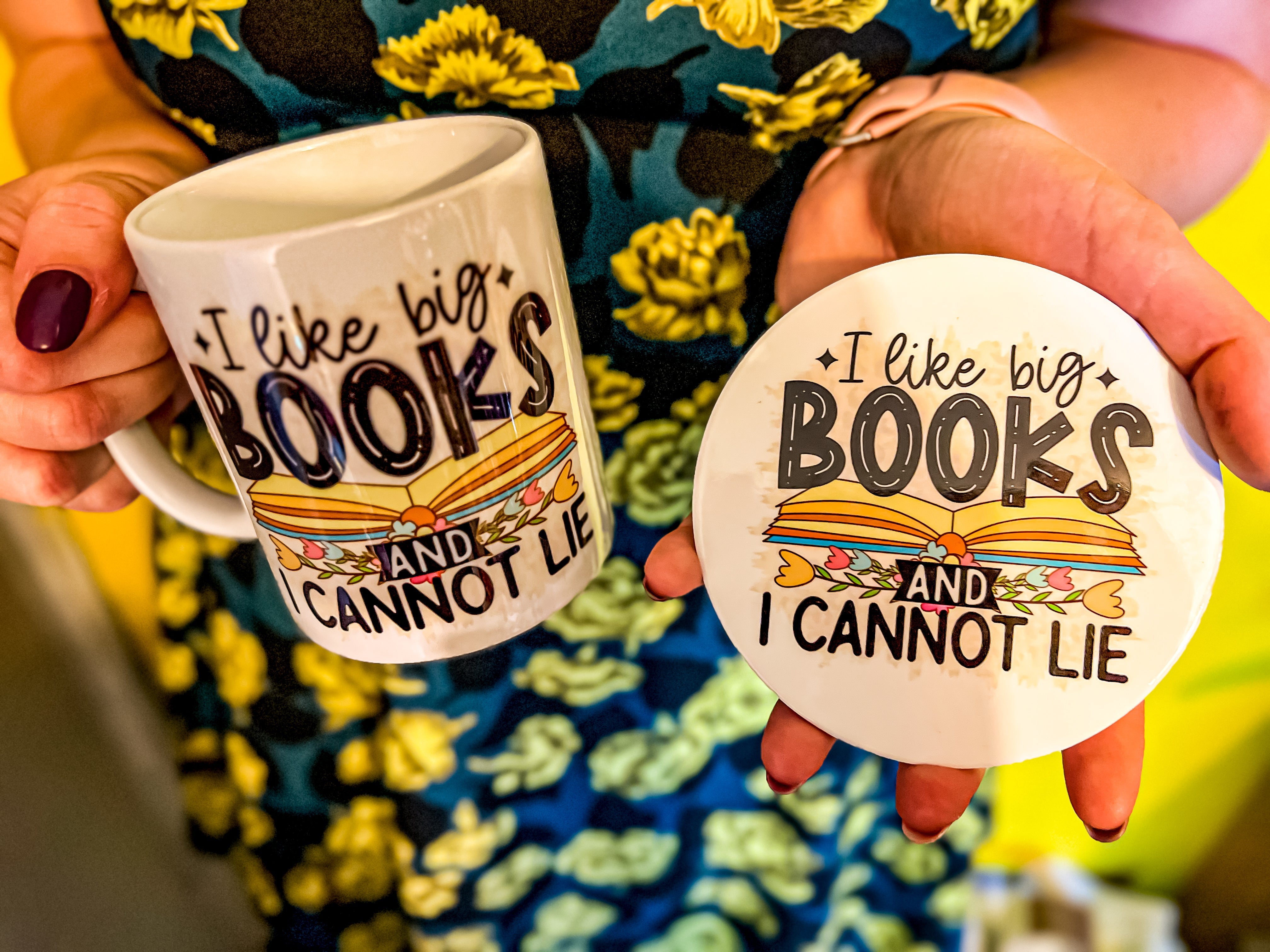 I like big books and I cannot lie Mug and Coaster, Fun Drinks mug and coaster set