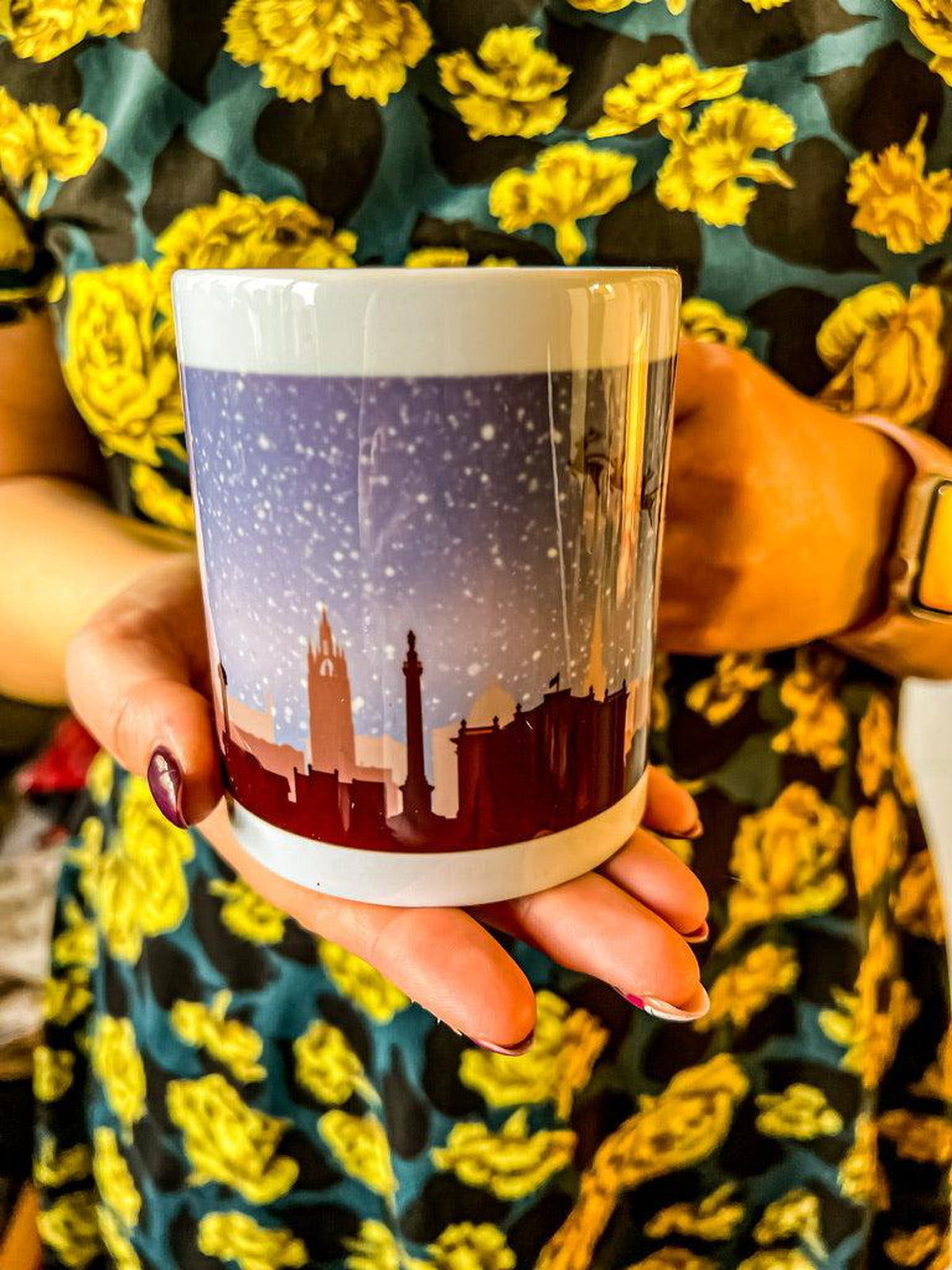 Newcastle Upon Tyne Silhouette Skyline Print Mug, Created and Made by Philomena's Boutique