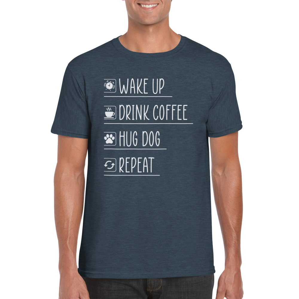 Wake Up, Drink Coffee, Hug Dog, Repeat Classic Unisex Crewneck T-shirt