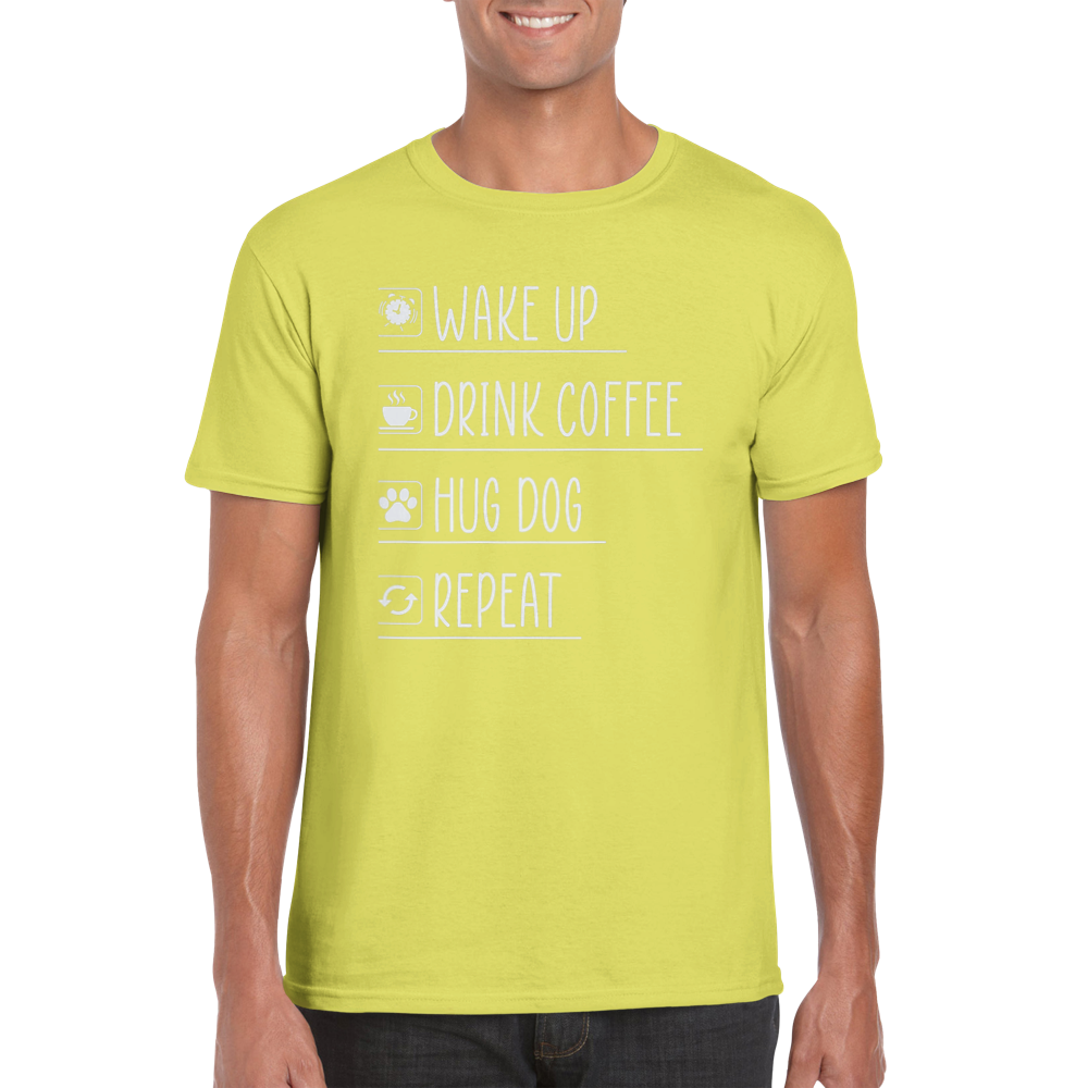 Wake Up, Drink Coffee, Hug Dog, Repeat Classic Unisex Crewneck T-shirt