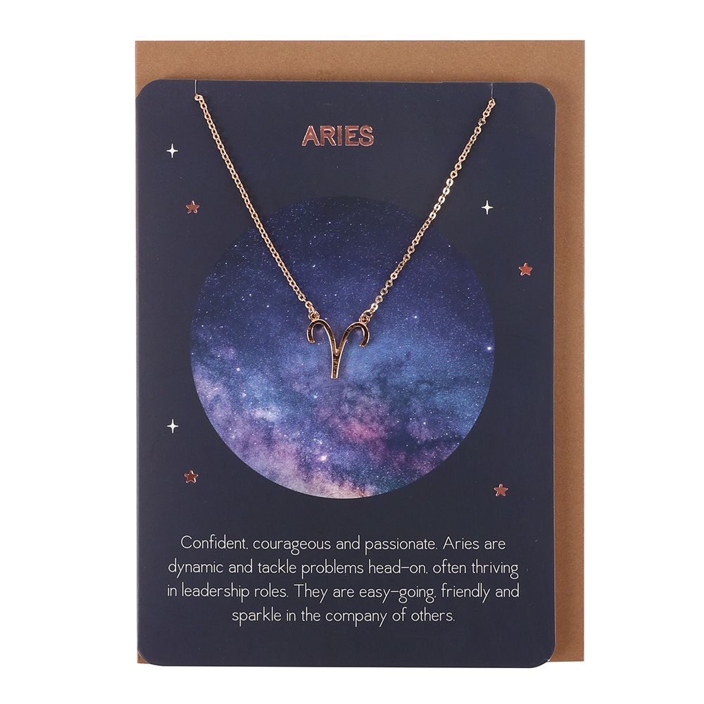 Aries Zodiac Necklace Card