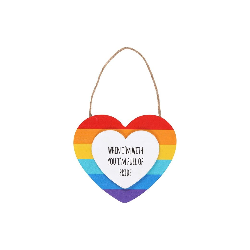 Pride Hanging Rainbow Heart Sign