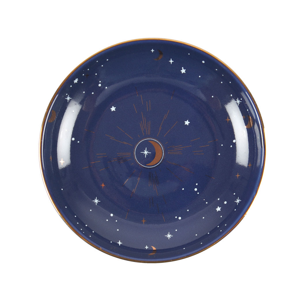 10.5cm Ceramic Blue Crescent Moon Trinket Dish