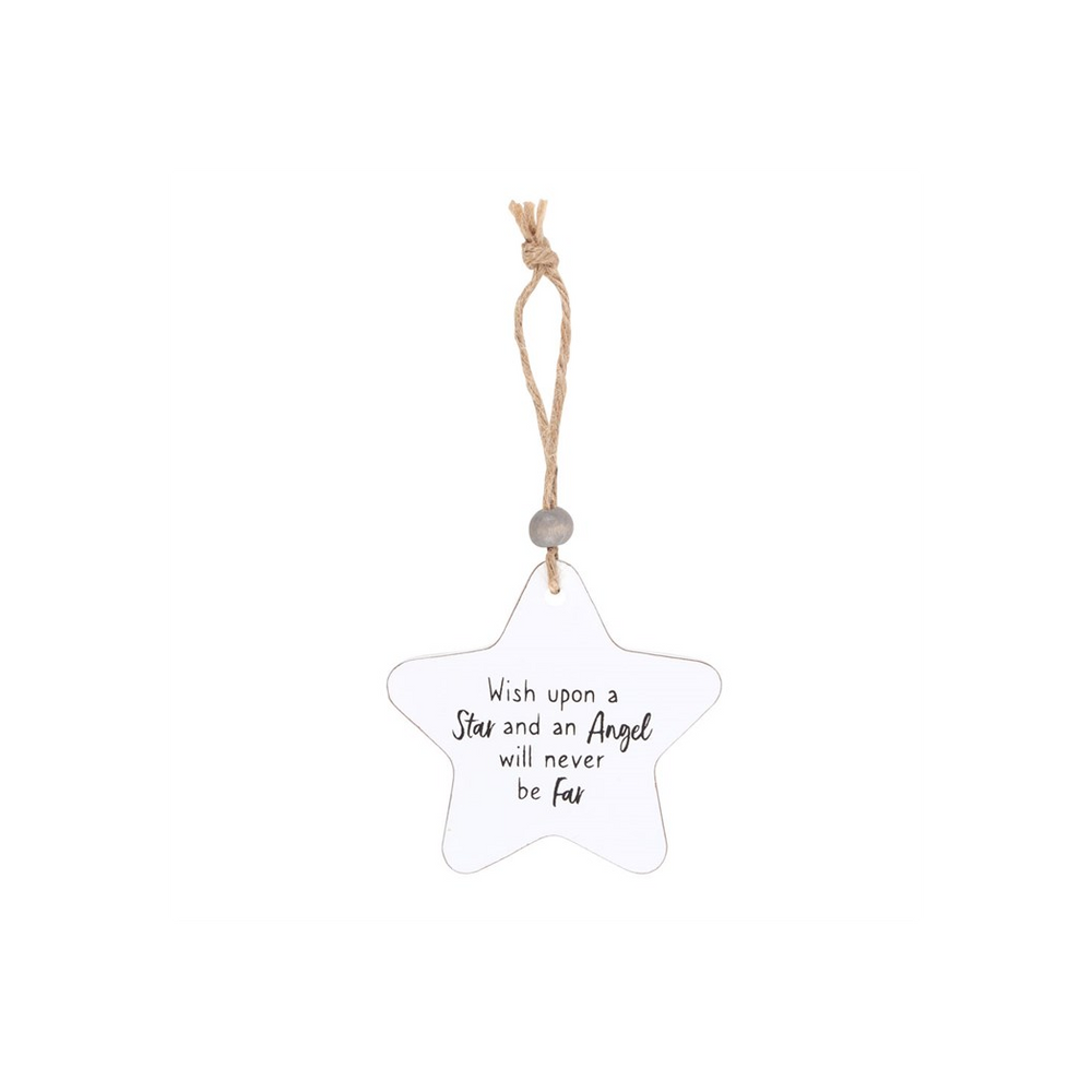 An Angel Will Never Be Far Hanging Star Sentiment Sign