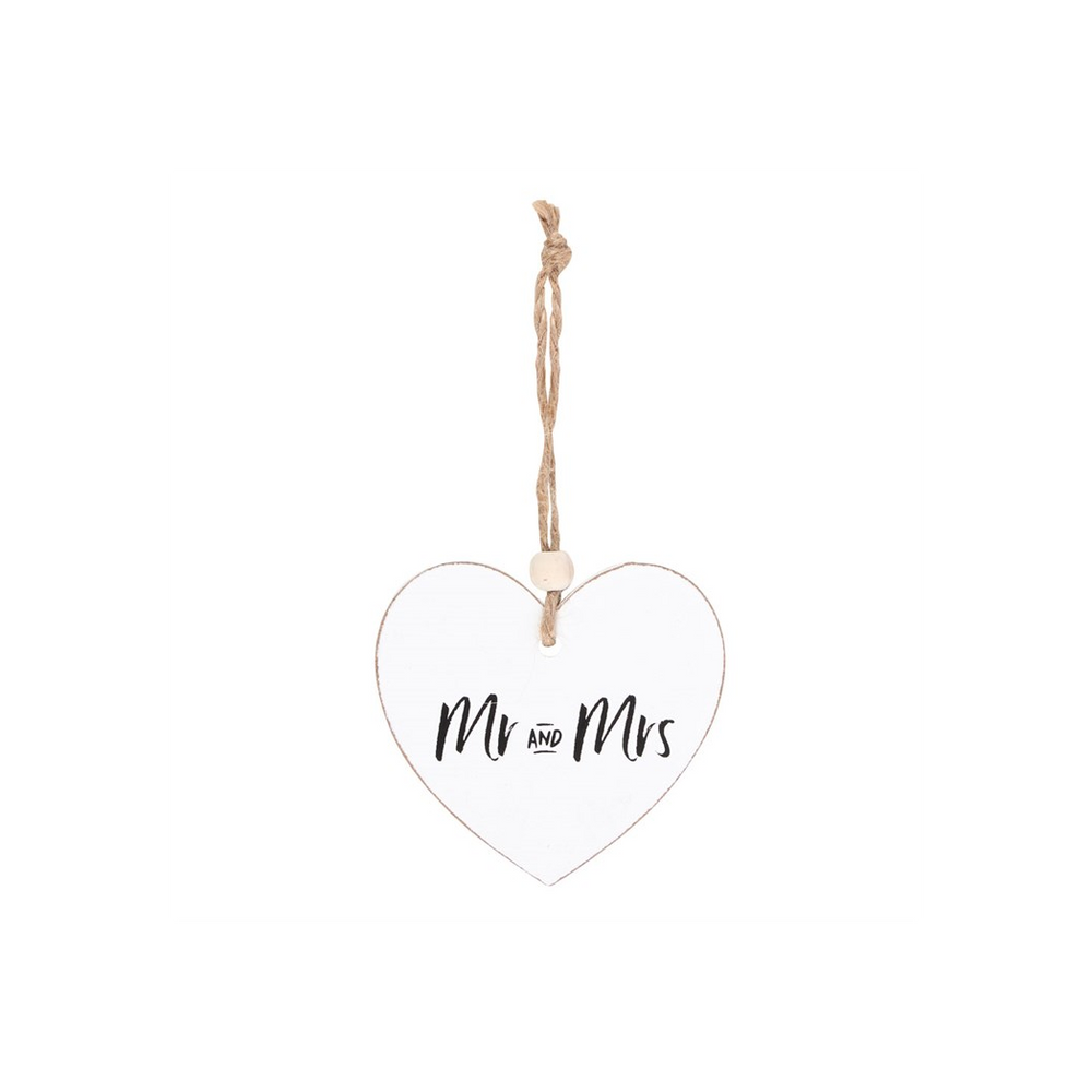 Mr and Mrs Hanging Heart Sentiment Sign