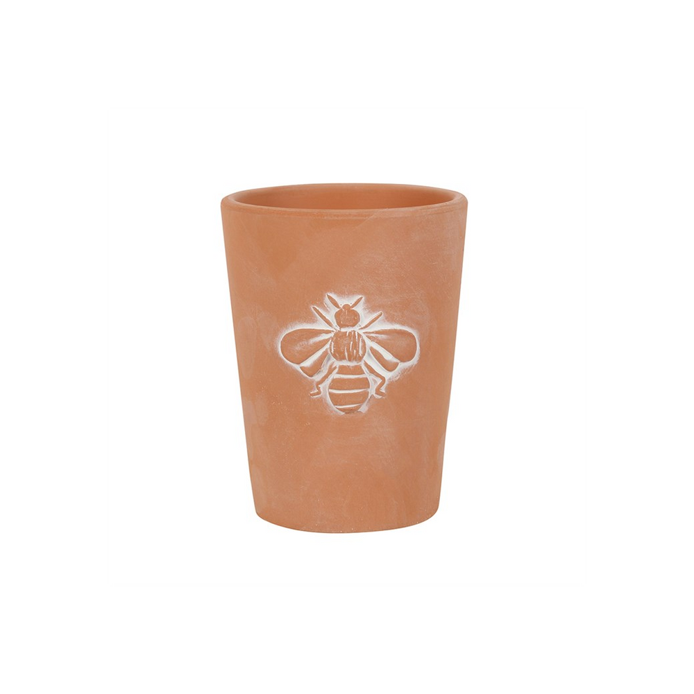 Small Terracotta Single Bee Motif Plant Pot