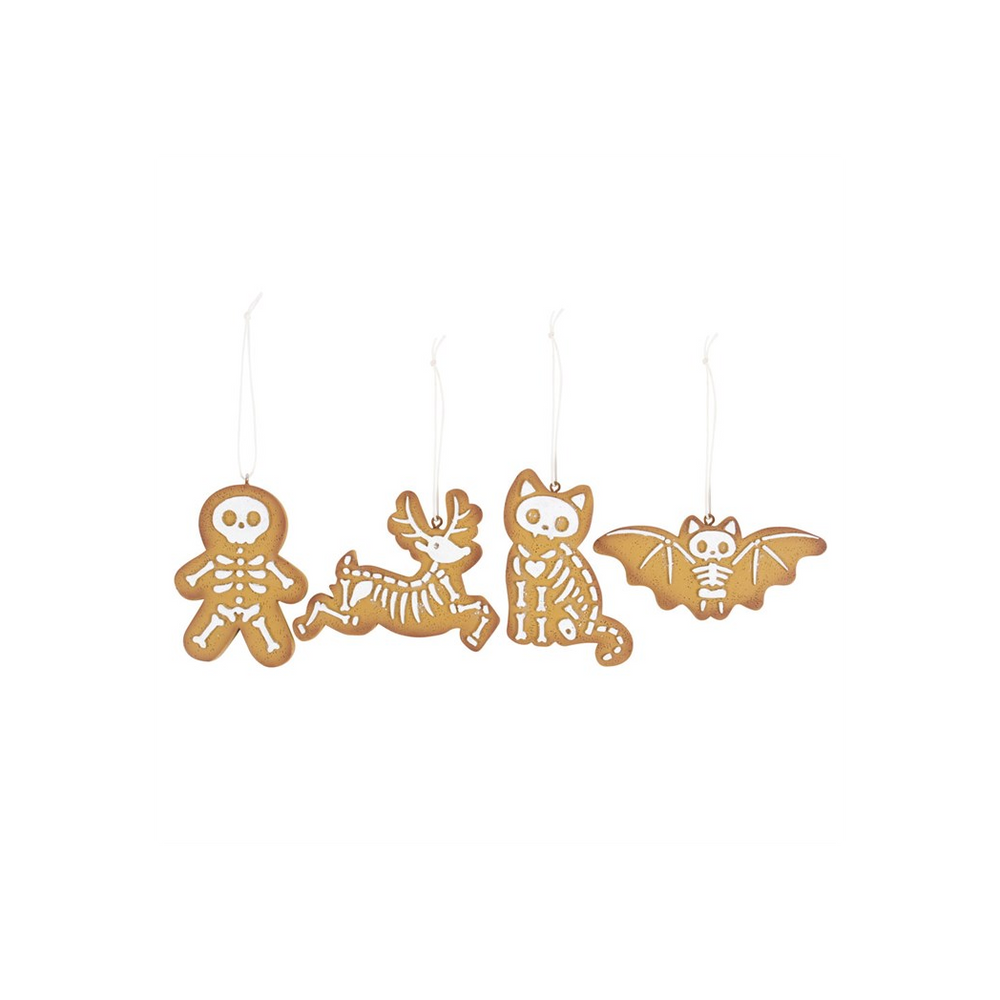 Set of 4 Creepy Skeleton Cookie Ornaments