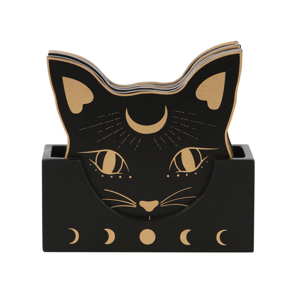 Mystic Mog Cat Face Coaster Set
