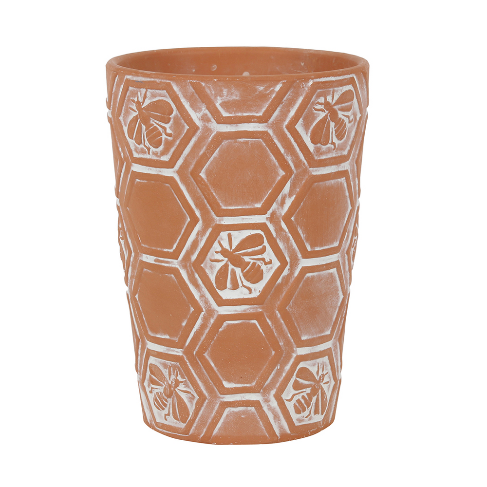 Large Terracotta Bee and Honeycomb Plant Pot