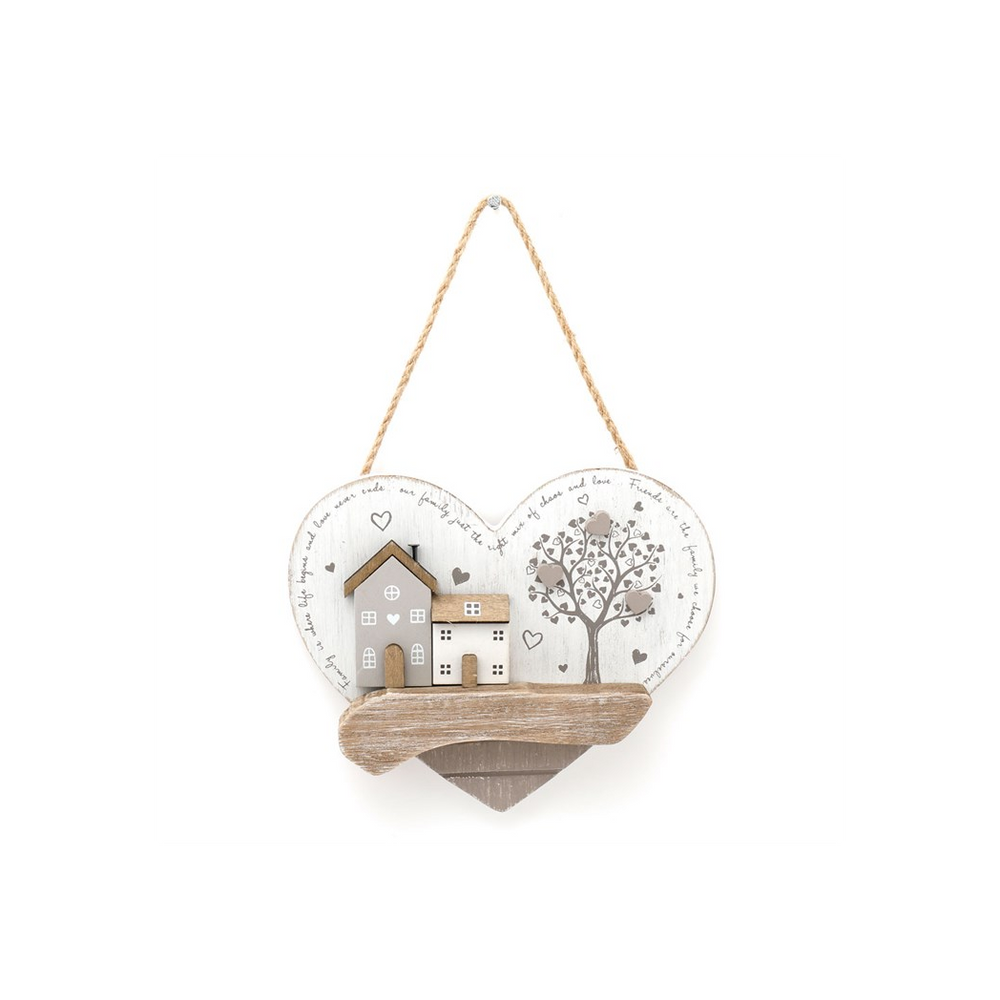 16cm Wooden House Hanging Heart Sign