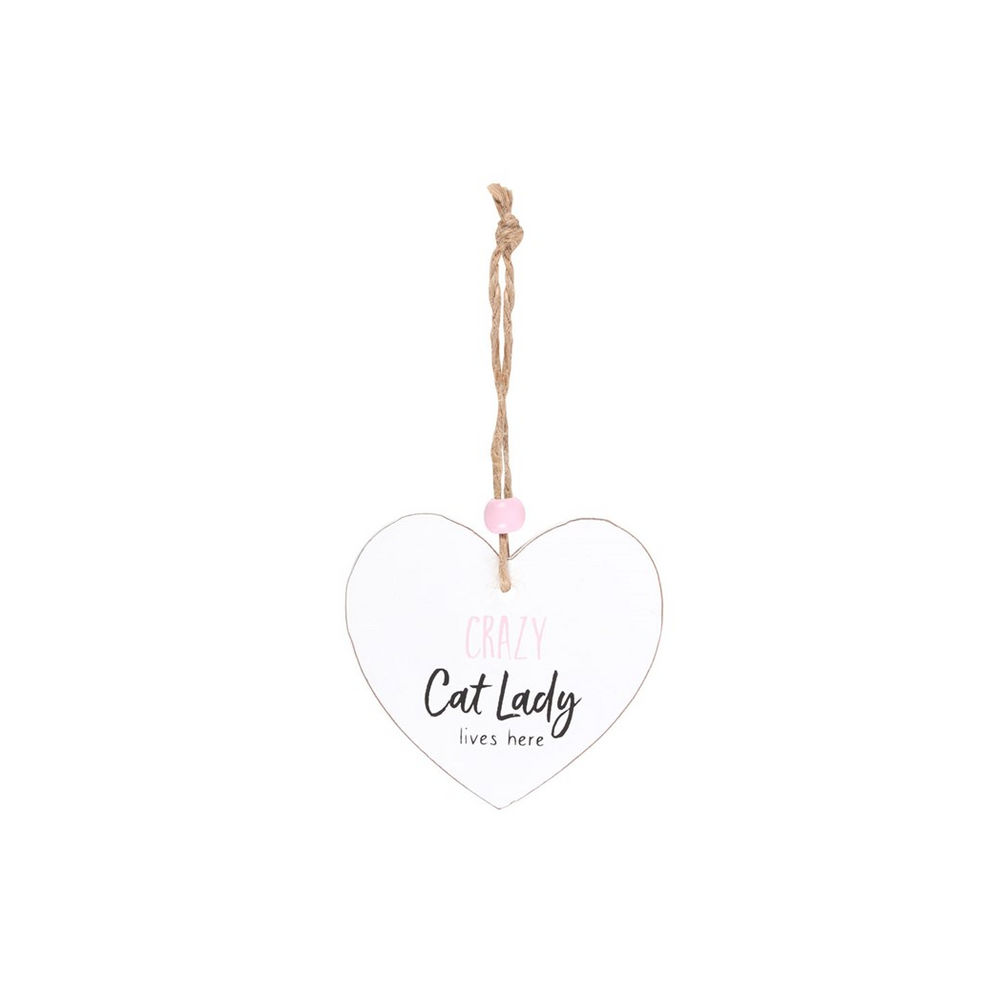 Crazy Cat Lady Hanging Heart Sentiment Sign