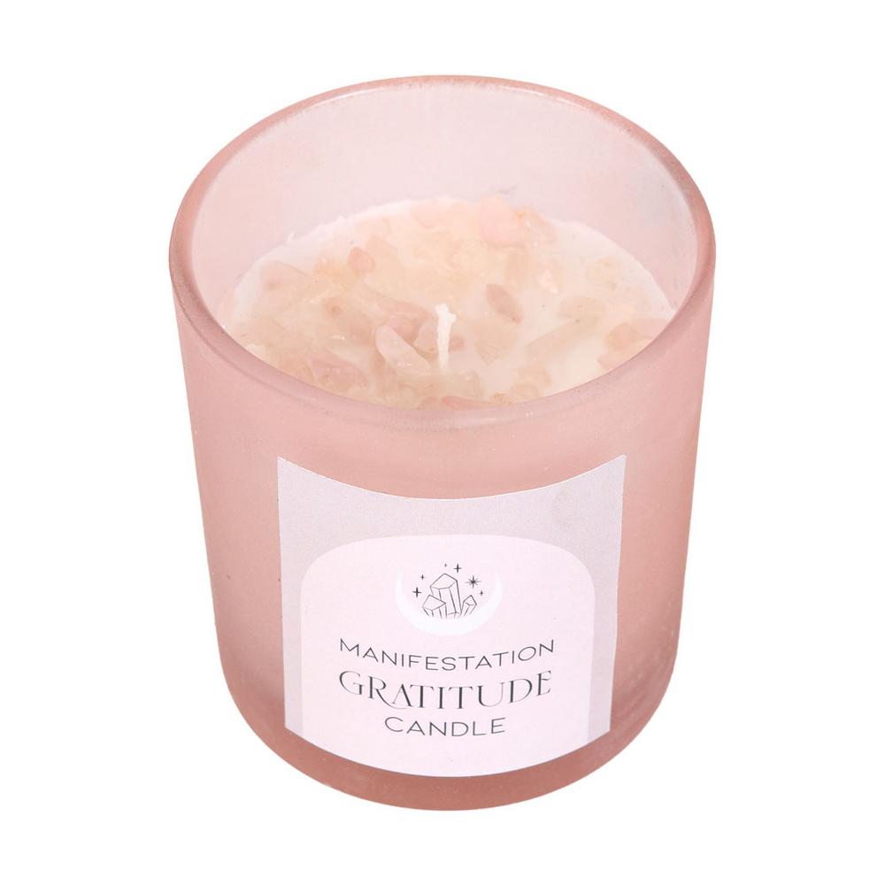 Gratitude Wild Rose Crystal Chip Candle