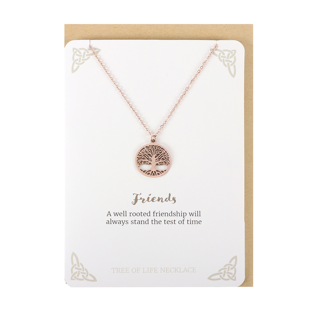 Rose Gold Friends Tree of Life Necklace Card