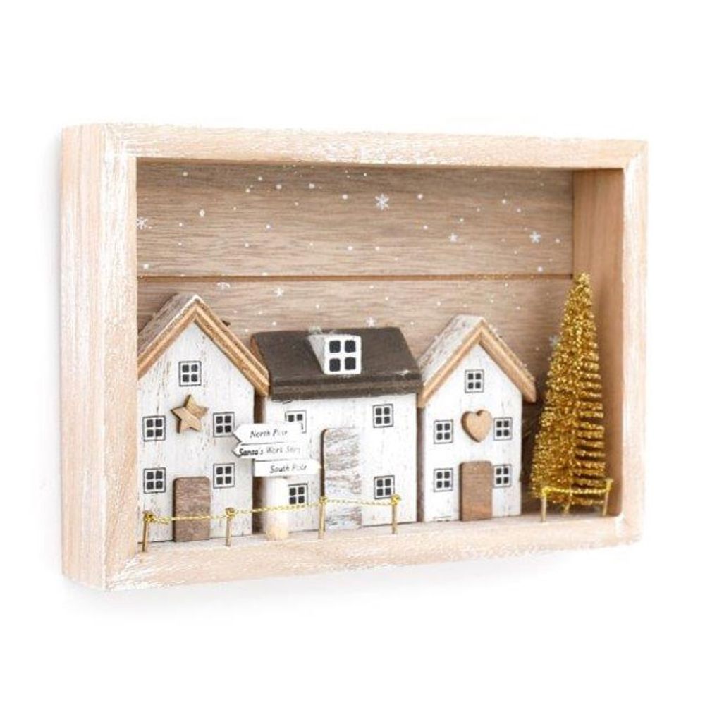 18cm Gold Christmas Village Wall Plaque