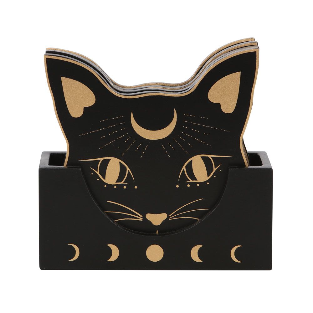 Mystic Mog Cat Face Coaster Set
